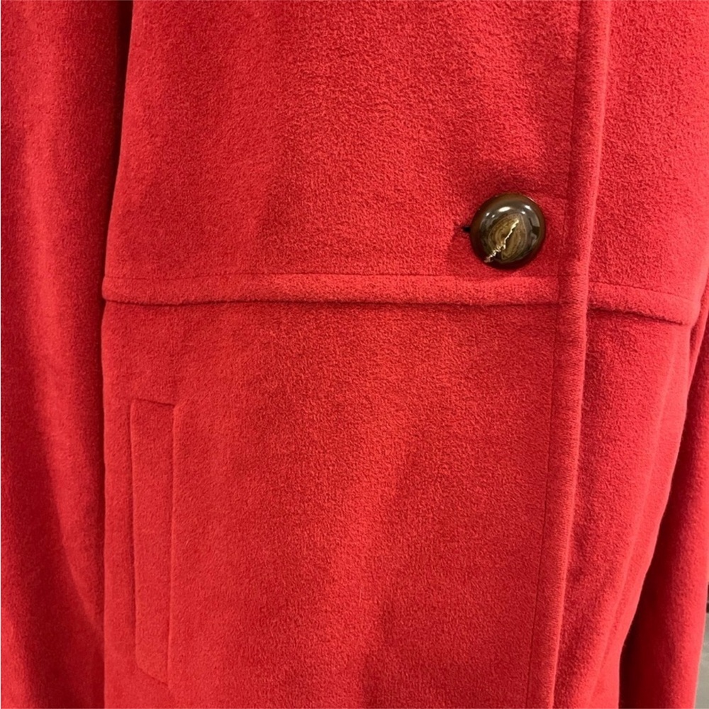 Cole Haan Women's Angora Rabbit Hair And Wool Red Coat - Size 12 - Picture 4 of 7